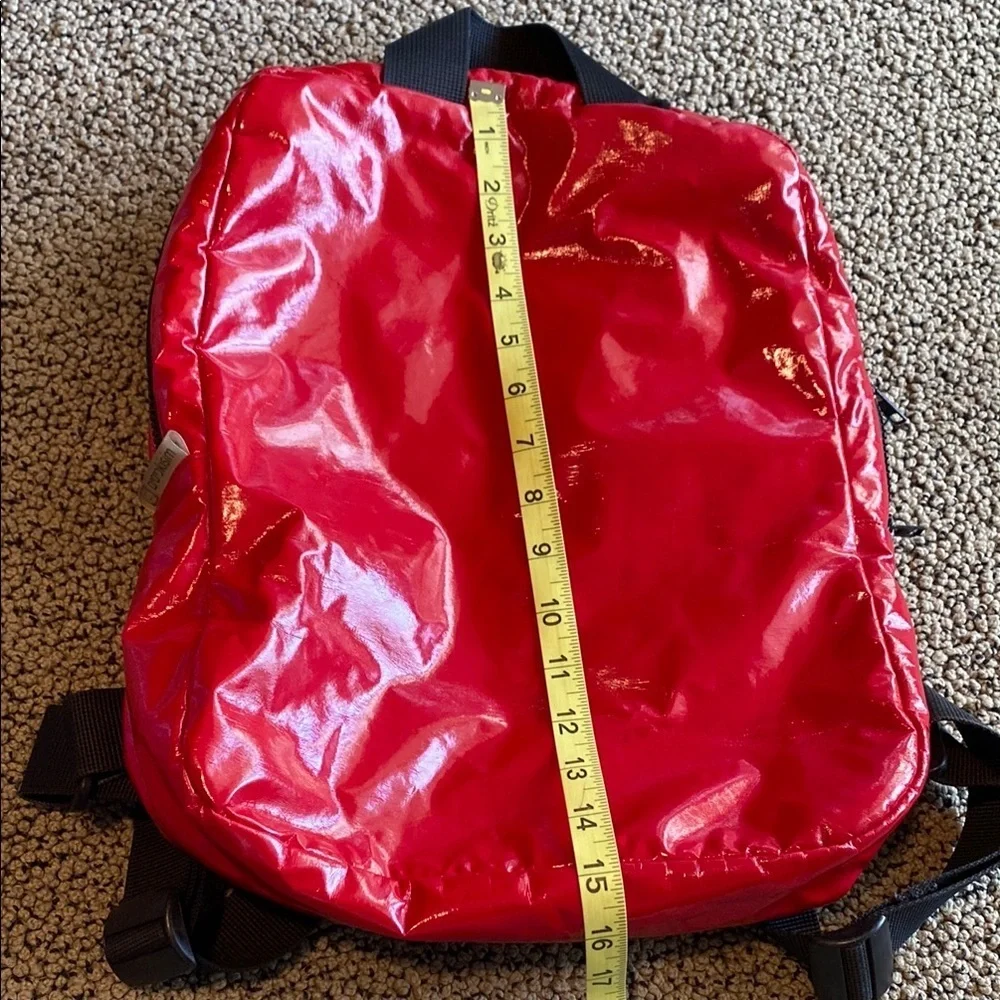 Candy Apple Red Glossy Backpack with Reflective Finish